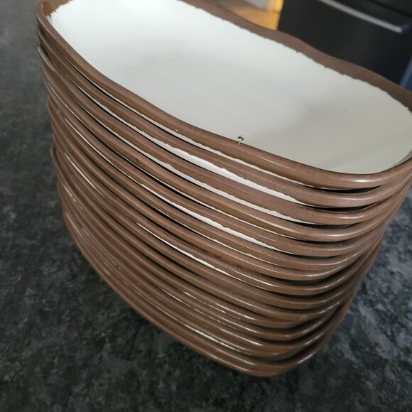 Melamine Restaurant Ware Plates Bowls Appetizer Sauce Dish Brown Cream 10 of eac - Picture 2 of 16